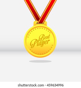 Best player award gold medal vector illustration
