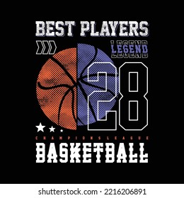 best players basketball sporty, athletic, t-shirt graphics print design vector image
