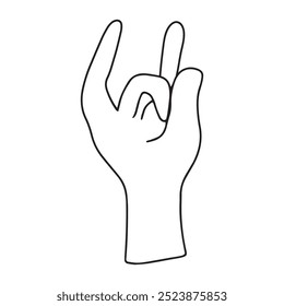 best popular black outline hand love gesture