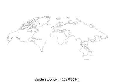 best popular world map outline graphic sketch style, background vector of Asia Europe north south america and africa