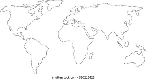 best popular world map outline graphic sketch style, background vector of Asia Europe north south america and africa  - Shutterstock ID 510215428
