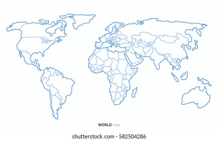 best popular world map outline country graphic vector