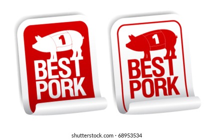 Best pork meat stickers set.