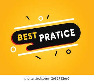 Banner ou anúncio de práticas recomendadas, eps de vetor da Web em fundo amarelo. Design gráfico de arte comercial ou de banner.