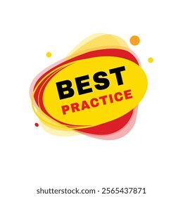Best practice banner modern round bubble, vector illustration tag design. Announce design element isolated white background.