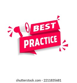 Best Practice Banner Template With Megaphone. Knowledge Management Concept. Flat Vector Design.