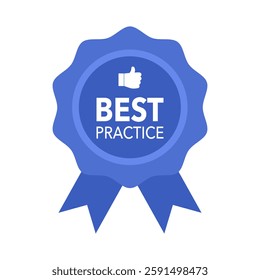 Best Practice blue label in flat design on white background.