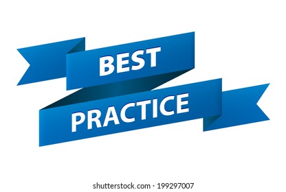 Best practice blue ribbon banner icon isolated on white background. Vector illustration