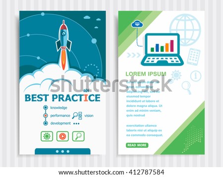 Best practice and concept background with rocket. Project Best practice concepts and Set of Banners. Vector Illustration. Eps10 Format.