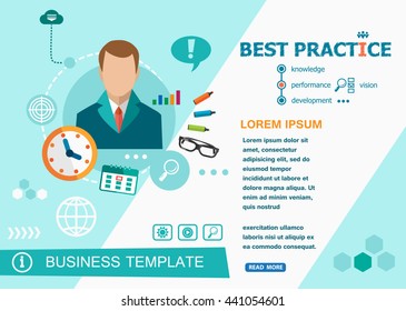 Best practice and flat design illustration concepts for business analysis, planning, consulting, team work, project management. Best practice concepts for printed materials.