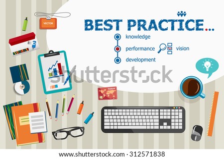 Best practice and flat design illustration concepts for business analysis, planning, consulting, team work, project management. Best practice concepts for web banner and printed materials.
