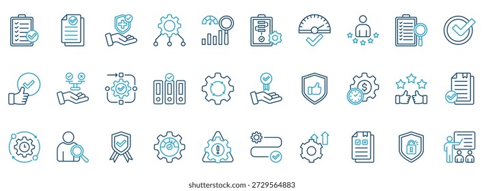 Best Practice Icon Set. Contains Icons That Are Relevant For Business. Designed In Vector Outline Color Style