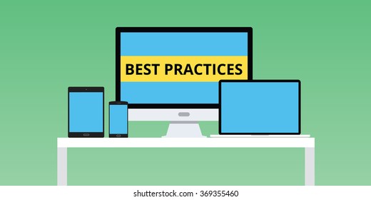 Best Practice Practices Illustration With Laptop And Notebook Smartphone Multi Platform 