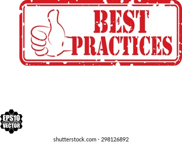 Best practice rubber stamp with thumb icon isolated on white background. Vector Illustration