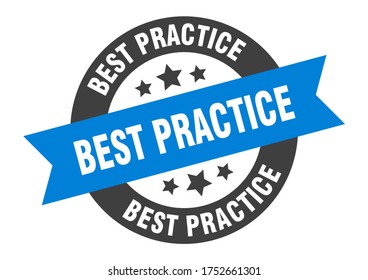 best practice sign. best practice blue-black round ribbon sticker. blue label