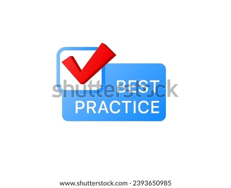 Best practice sign. Flat, blue, check mark icon, best practice sign. Vector icon