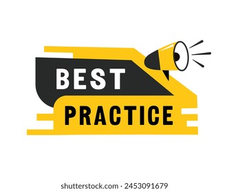 Best practice speech bubble icon flat style. Banner design for business, marketing. Vector label.
