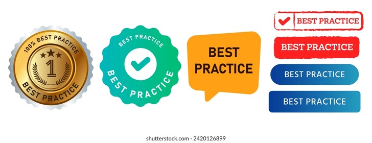 best practice stamp button emblem seal speech bubble perfection discipline quality process