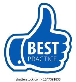 Best practice thumb up sticker icon isolated on white background. Vector illustration