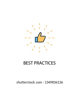 Best Practices Concept 2 Colored Line Icon. Simple Yellow And Blue Element Illustration. Best Practices Concept Outline Symbol Design