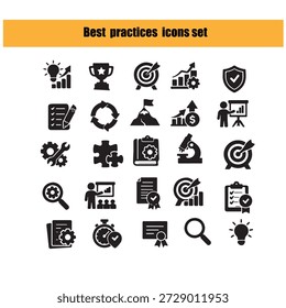 Conjunto de iconos de línea de mejores prácticas