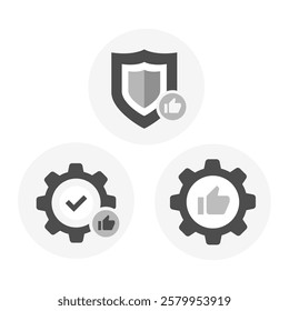 Best Practices and Quality Assurance Icons – Security, Approval, and Business Optimization Symbols.