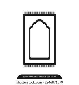 The best Prayer rug icon or islamic prayer mat icon or sajadah icon. Traditional Islamic equipment in simple flat icon vector illustration. Editable graphic resources for many purposes.