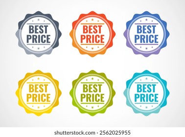 Best Price advertising sticker, sale tag and banner icon set