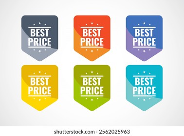 Best Price advertising sticker, sale tag and banner icon set