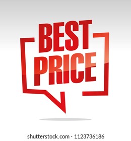 Best price in brackets speech red white isolated sticker icon