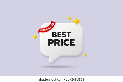 Best price chat speech bubble. Mega offer flag ribbon. Best Price tag. Special offer Sale sign. Advertising Discounts symbol. 3d sparkle stars speech bubble. Vector