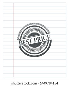 Best Price drawn with pencil strokes. Vector Illustration. Detailed.