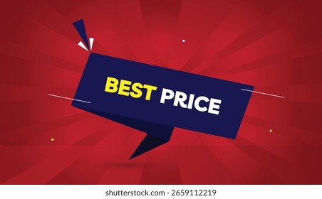 Best Price editable EPS format web banner vector art illustration template design deep blue shapes white yellow bold font red gradient abstract illustration sun shine background 4K business