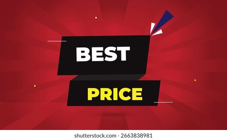 Best price editable EPS format web banner vector art illustration template design gray black shapes white yellow bold font red gradient abstract illustration sunshine background 4K business