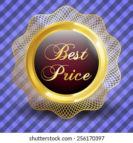 Best price golden label with complex gold frame. EPS10 Vector illustration