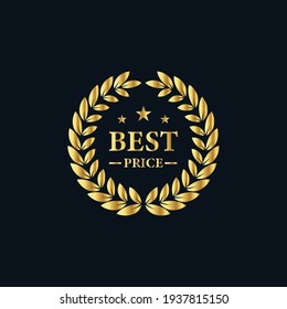 Best price golden vector isolated. Best price label on navy background. Vector illustration