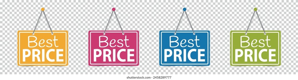 Best Price Hanging Business Signs - Vector Illustrations Isolated On Transparent Background