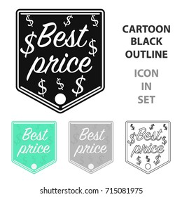 Best price icon in cartoon style isolated on white background. Label symbol stock vector illustration.