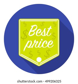 Best price icon in flat style isolated on white background. Label symbol stock vector illustration.