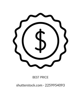 best price icon. Line Art Style Design Isolated On White Background