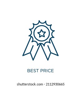 best price icon. Thin linear best price outline icon isolated on white background. Line vector best price sign, symbol for web and mobile
