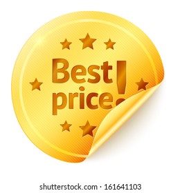 Best price isolated golden vector sticker