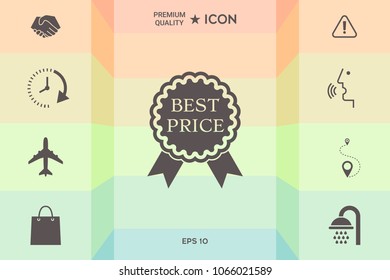 Best Price label icon with ribbons