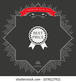 Best Price label icon with ribbons
