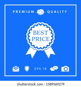Best Price label icon with ribbons. Graphic elements for your design