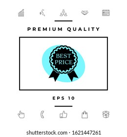 Best Price label icon with ribbons. Graphic elements for your design
