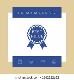 Best Price label icon with ribbons. Graphic elements for your design