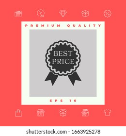 Best Price label icon with ribbons. Graphic elements for your design