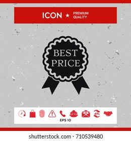 Best Price label icon with ribbons