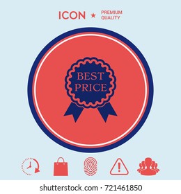 Best Price label icon with ribbons